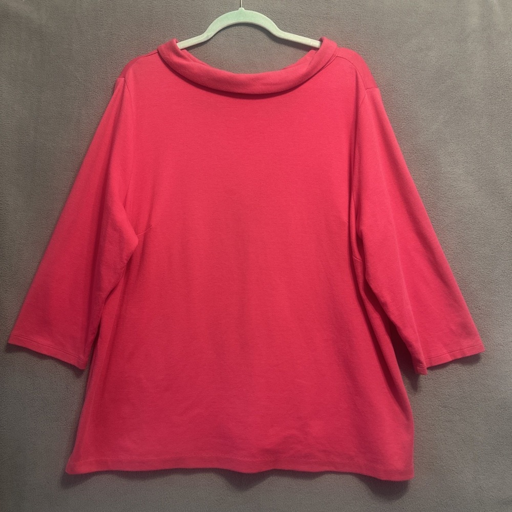 Talbots Portrait Collar 3/4 Sleeve Top Plus Size 2X Pink Office Modest Capsule